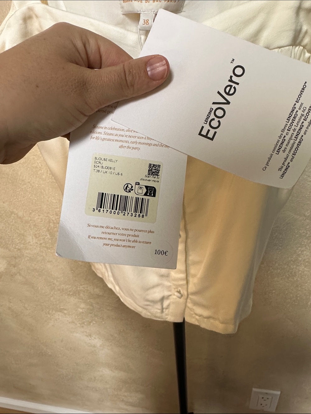 Sézane Ecru Kelly Blouse - Éditions Capsule - French 38 / US 6 - Sustainable Eco - Picture 8 of 11
